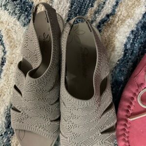 Skechers Women's Tan Open-Toe Wedges